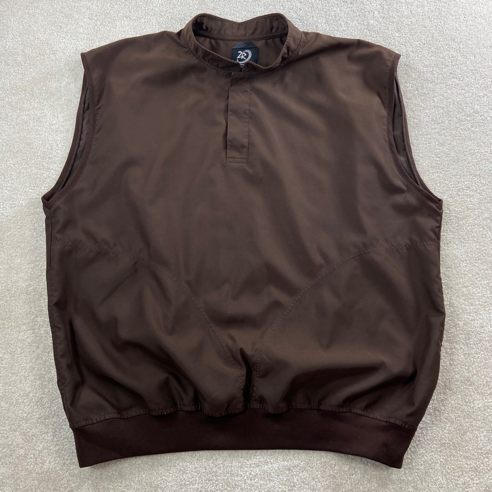Zero Restriction Golf Wind Vest Mens XL Brown Microfiber Snap Neck Pullover